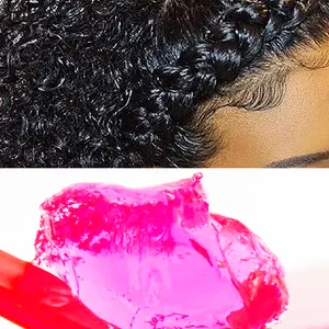 Gel tressé rose, produit à base d'huile d'argan et de vitamines, pour cheveux crépus et bouclés, à texture Afro, avec une fixation forte et sans plis