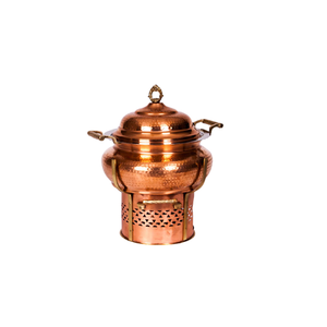 Plat à réchaud en cuivre martelé de qualité supérieure, de forme ronde, à prix abordable - Product Image 6