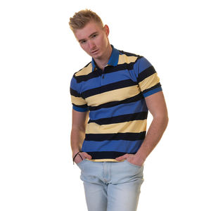 POLO con cuello de algodón a rayas para hombre, camiseta informal, ropa de golf - Product Image 3