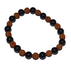 Obtenez des bracelets en obsidienne noire avec Rudraksha en ligne : Bracelets en obsidienne noire avec Rudraksha à bas prix - Product Image 1