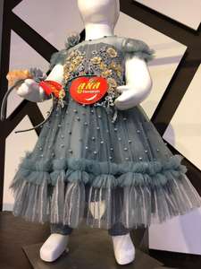 ชุดเดรสผ้าซาตินลายดอกไม้เด็กผู้หญิง, ชุดเดรสคอกลมประดับด้วยลูกปัดผ้าตาข่ายลายนางฟ้าสำหรับงานเลี้ยงวันเกิดของเด็กๆดอกไม้ฤดูใบไม้ผลิฤดูร้อน - Product Image 5