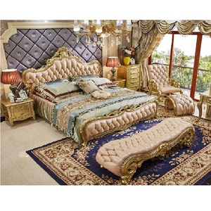 European Style Crafted Bed & Bedroom Furniture <b>Set</b> Antique Style Wooden Bed <b>Set</b> With <b>Side</b> <b>Tables</b> Designer Beds Switzerland - Product Image 1