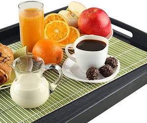 Plateau de service rectangulaire unique en métal galvanisé noir Design élégant Présentoir de petit déjeuner parfait Pièce de service élégante - Product Image 4