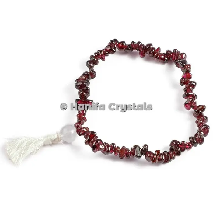 Natural Gemstone Beads handmade Gemstone Garnet Chips Bracelet natural gemstone bracelets for women