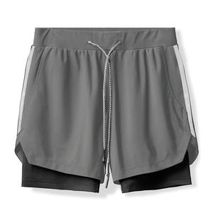 Meilleure vente Short de sport solide personnalisé basket-ball hommes 2 1 entraînement Jogging léger entraînement poches de gymnastique séchage rapide - Product Image 6