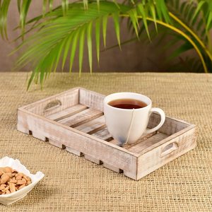 Bandeja de Servir de Madera con Patrón de Hojas Talladas, Acabado Pulido, Asa, Uso Residencial - Product Image 5