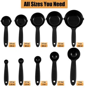 Tazas medidoras de acero inoxidable con revestimiento negro perfectas para cocinar de Grado Superior duradero y herramienta de cocina Juego de calidad superior de 8 piezas - Product Image 6