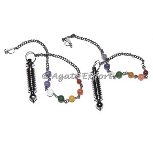 Péndulos de Metal negro trenzado para artesanía, piedra curativa semipreciosa, con cadena de Chakra - Product Image 1
