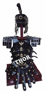 Casque romain médiéval, armure en cuir, veste en cuir musculaire, Costume de soldat LARP, noir et laiton, haute qualité