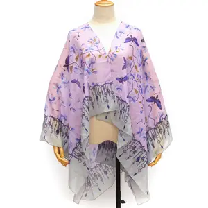 Áo Khoác Kimono Đi Biển Vải Voan Lụa In Hình Thăng Hoa Thiết Kế Tùy Chỉnh