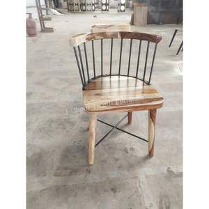 Silla de comedor Fusion de madera y hierro para Hotel Industrial, hogar, comercial, jardín, balcón, cafetería, restaurante - Product Image 4