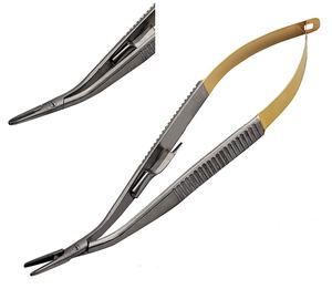 Porte-aiguille Castroviejo de 5.5 pouces avec inserts en carbure de tungstène coudé à 60 degrés en acier - Product Image 1