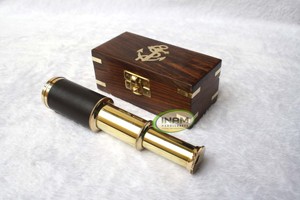 INAM HANDICRAFTS <b>Wooden</b> <b>Box</b> with Brass Monocular Telescope for Outdoor Camping - Product Image 2