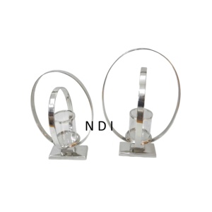 Transparent Glass Metal Candle Holder With Silver Plated Finishing Wedding Party Dinner <b>Table</b> Top Decor Candle Holder Stand - Product Image 3