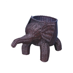 Panier de rangement en rotin fait main en forme d'éléphant, écologique, en osier, organisateur de jouets, décoration pour la maison, pot de fleurs ou de fruits - Product Image 5