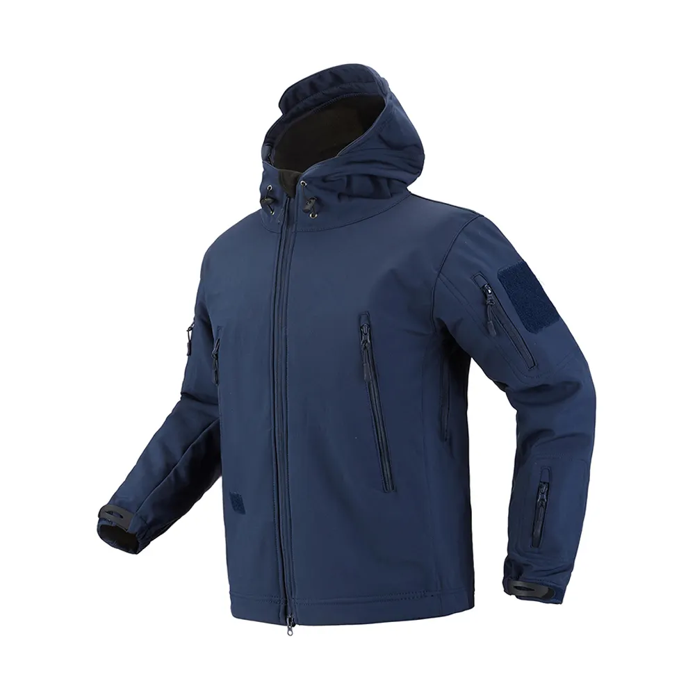 Customized Men Sports Softshell Jackets Navy Outdoor Camping Coats Thermal Waterproof Soft Shell Jacket