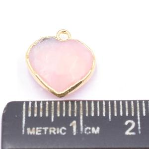 Opale rose de 13 à 15 mm avec bélière en forme de cœur plaqué or pour la fabrication de bijoux - Product Image 3