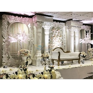 Decoración de Ensueño para Bodas Occidentales en el Reino Unido, Ideas Emocionantes para la Decoración del Escenario de la Boda, Último Diseño de Escenario de Recepción Hecho de Fibra Blanca - Product Image 1
