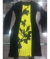 Robe de soirée à imprimé floral, coupe droite, taille basse, manches longues, longueur genou, ajustée, prix d'usine