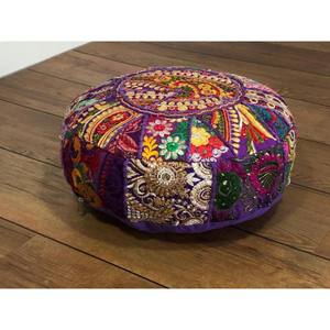 Funda de Cojín con Bordado a Mano Indio, Hermoso Trabajo en Espejo, Todos los Colores Disponibles, Cojín de Meditación Bordado a Mano al por Mayor - Product Image 3