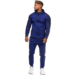 Custom Fabric Men's Raglan Sleeve Stylish Zip <b>Up</b> Hoodie With Track Pants Tracksuits Set With Your Own Logo - Product Image 3