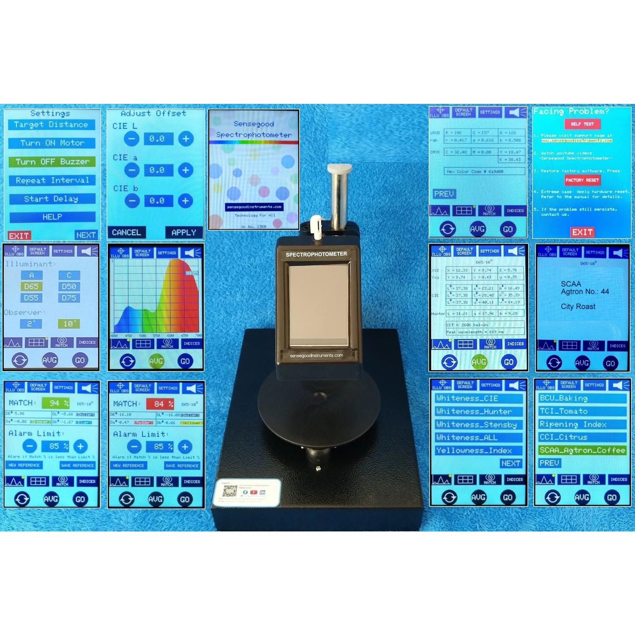 New Whiteness Testing Machine Paper Ceramics Textiles Fabrics Salt Sugar Sago Pearls Pharma Powder API Milk Powder