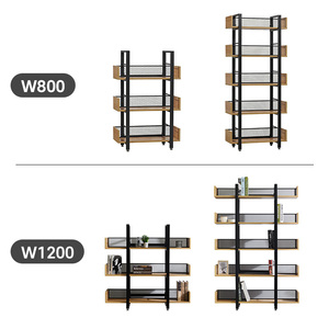 Estantería Industrial de Madera y Metal para Exhibición y Almacenamiento, Marco Cuadrado Blanco, 5 Niveles, Malla Trasera, Inclinada - Product Image 4