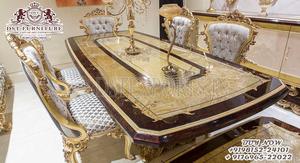 Muebles lujosos del Real Mansion para comedor, muebles metálicos dorados y negros de madera clásica - Product Image 2