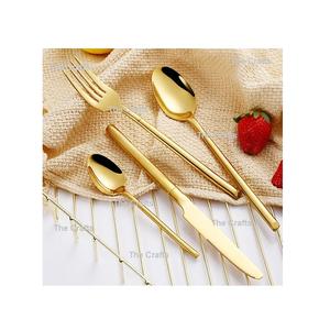 Couverts en métal de couleur blanche et dorée Ensemble de cinq pièces, fourchette, cuillère et couteau Couverts pour la vente en gros - Product Image 6