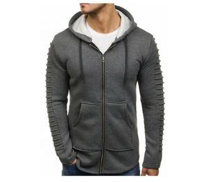 2021 100% Cotton Men Casual Plain Hoodie Fashion zipper hoodie 100% Cotton fleece hoodie - Product Image 5