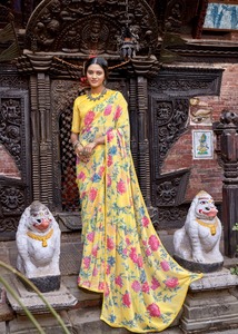 Meilleure qualité Occasion spéciale Georgette imprimé fleuri Saree femmes pour fête porter au prix de gros de l'Inde - Product Image 4