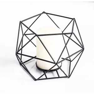 Geometric <b>Black</b> Tea Light Metal Candle Holder Stylish Other Candle Holders <b>Lanterns</b> & Candle Jars - Product Image 3