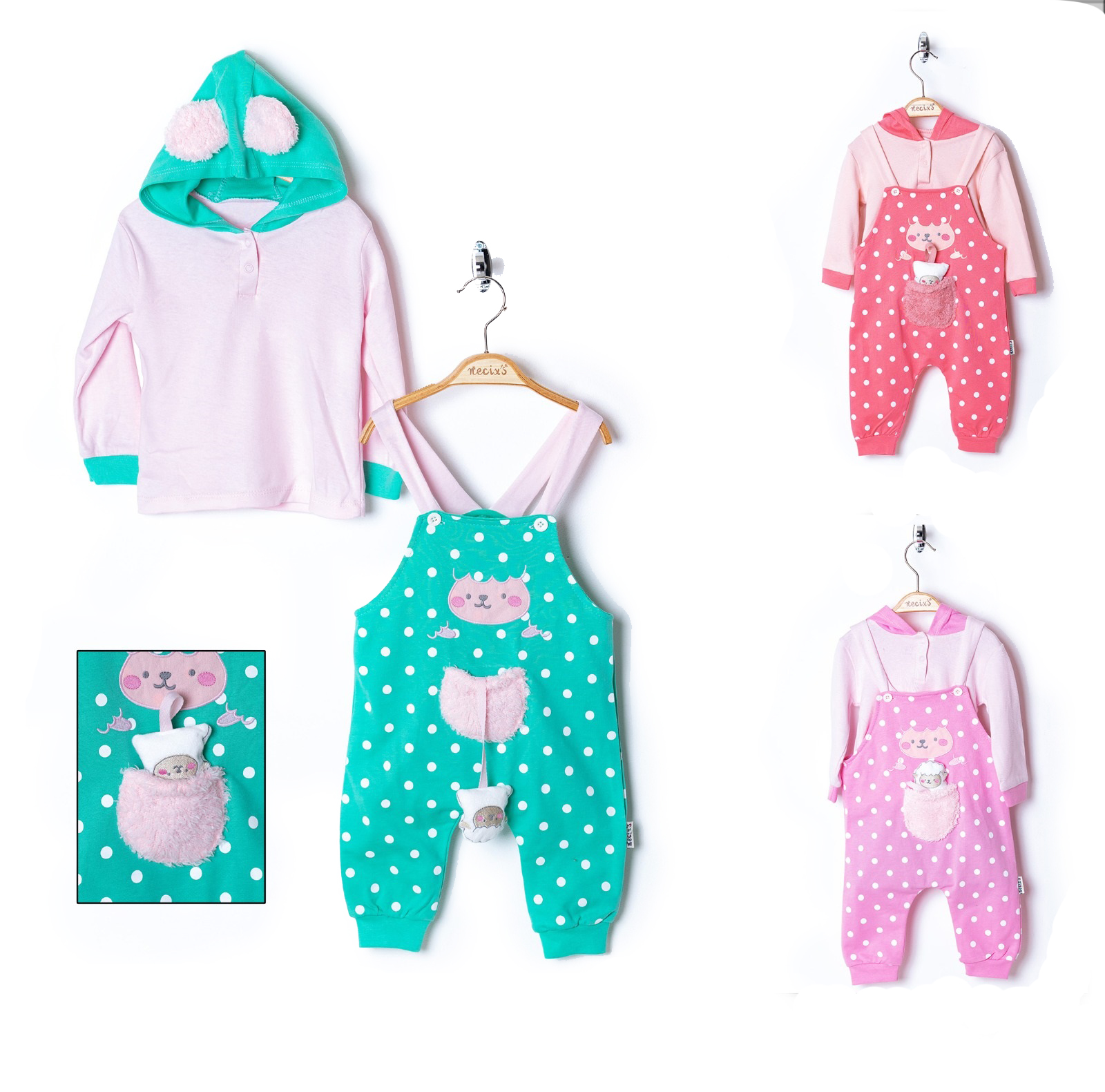 Горячая распродажа! Точечный Карманный комбинезон из ягненка, комплект из 2 предметов, Весенняя мягкая хлопковая одежда для маленьких девочек от бренда Necix