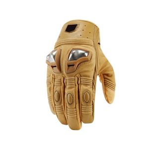 Guante marrón para motocicleta Pantalla táctil Vintages-Cuero Mujeres Bikers Dedo completo Guantes de carreras de motos - Product Image 1