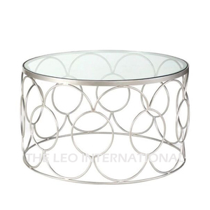 Nueva tendencia, mesa de centro de cristal de acero metálico, estilo americano, acabado dorado, decoraciones de muebles de Villa para restaurante en casa de alta calidad - Product Image 2