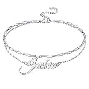 맞춤 보석 맞춤형 스테인레스 스틸 더블 레이어 링크 여성을위한 명판 발찌 팔찌 - Product Image 6