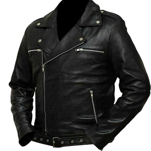 Chaqueta clásica de motociclista para hombre, cazadora de cuero sintético, ajustada, de diseño clásico, Top de cuero - Product Image 1