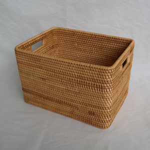 Custom Square Shape New Natural Rattan Storage <b>Basket</b> Foldable Laundry Clothing Box Home Storage & Organization Packed in Box - Product Image 4