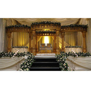 มณฑปงานแต่งงานแบบอินเดียสุดงดงาม โมเดิร์น สีทอง ทำจากไฟเบอร์กลาส สำหรับตกแต่งงานแต่งงาน ปรับแต่งสีและขนาดได้ ประกอบง่าย - Product Image 1