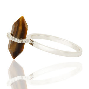 Anillo de Plata de Ley 925 Maciza con Piedra de Ojo de Tigre Tallada en Lápiz, Fabricante de Joyería, Proveedor de Joyería, Colección Clásica - Product Image 6