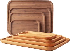 Plateau de service en bois moyen en bambou naturel, multifonctionnel, lisse, avec pieds, artisanat TienPhong, fabriqué au Vietnam - Product Image 3