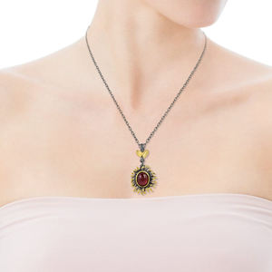 Venta al por mayor 925 plata esterlina negro rodio plateado cadena collar granate natural piedra preciosa colgante joyería fina para regalo - Product Image 5