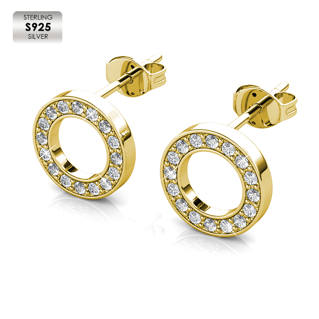 Silver 925 with 18K yellow gold plated circle earrings