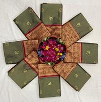 Sari Decadebt vert et rose toxique avec bordure et travail jacquard sur tout le sari, pallu riche avec blouse, bordure pour femme, exportation royale