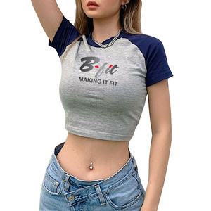 Custom Printed Logo <b>Women</b> Crop Tee <b>T</b> <b>Shirt</b> High Quality Casual <b>Sport</b> <b>Women</b> Crop Tops - Product Image 2