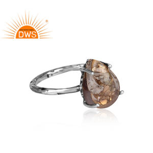 Prong Set Pear Cut Natural Copper Ethiopian <b>Opal</b> Woman's Gift <b>Ring</b> Jewelry Wholesaler 925 Sterling <b>Silver</b> Band <b>Ring</b> Jewelry - Product Image 3
