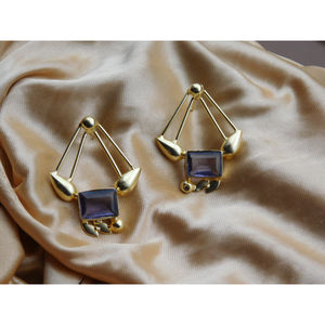 Pendientes de tuerca de piedra de Latón chapado en oro para niñas y mujeres, joyería de moda india hecha a mano, venta al por mayor - Product Image 5