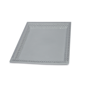 Bandeja de servicio de diseño de Metal y acero de alta calidad, con acabado plateado brillante, diseño de decoración de vajilla - Product Image 3
