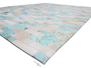 พรมหนังวัวเส้นผมสีเงินสุดหรูสำหรับห้องนั่งเล่นพรมหนังงานปักแฮนด์เมด - Product Image 3