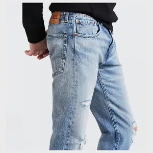 2021 простые потертые мужские черные джинсовые брюки из 100% хлопка в повседневном стиле из бангладеш